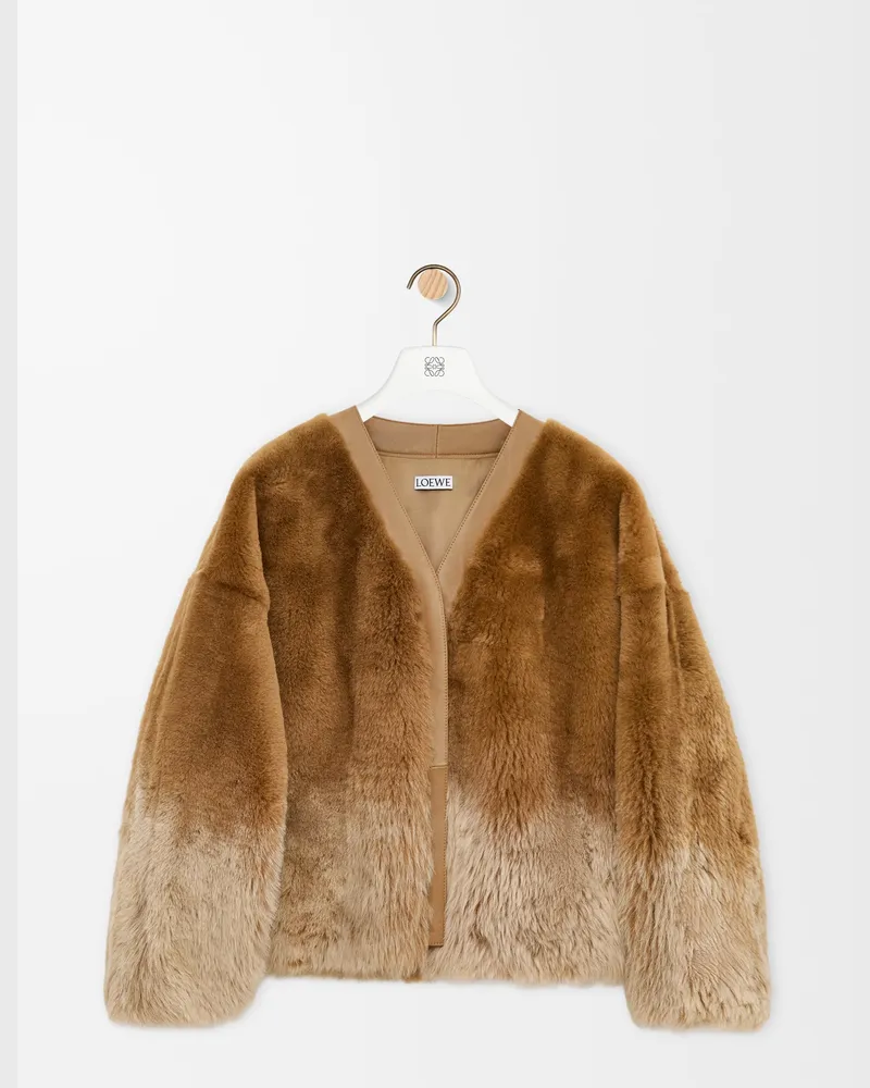 Loewe Cardigan In Shearling Size Mujer Camel