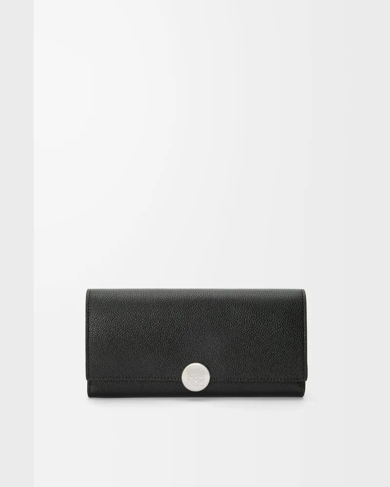 Loewe Pebble Continental Wallet In Mini Grain Leather skin Mujer Black