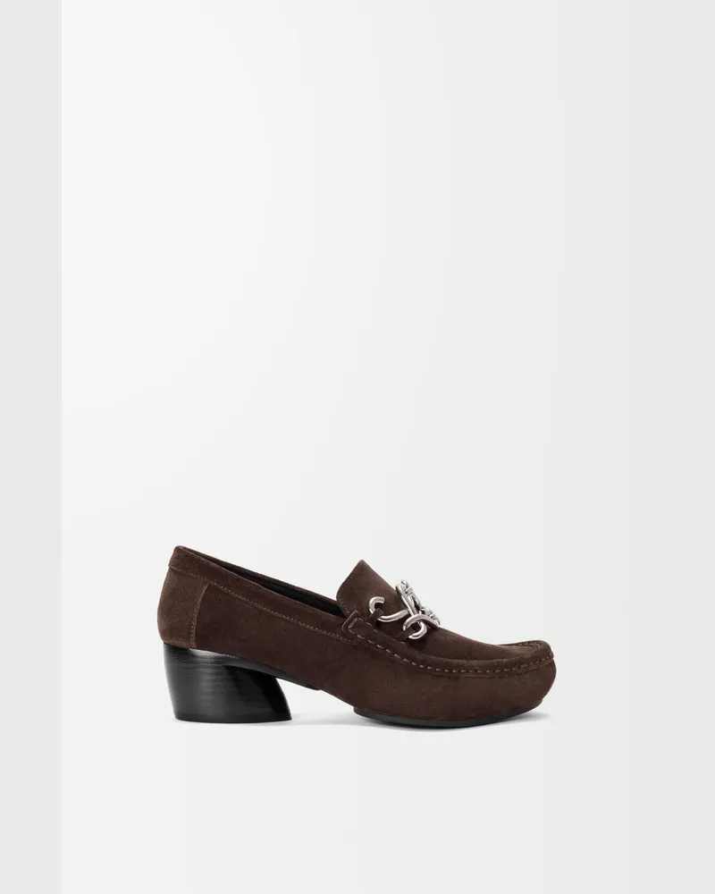 Loewe Oval Double L Loafer In Suede Leather skin Size Mujer Dark