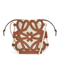 Loewe Luxury Anagram cut-out crossbody in classic calfskin and canvas Tan