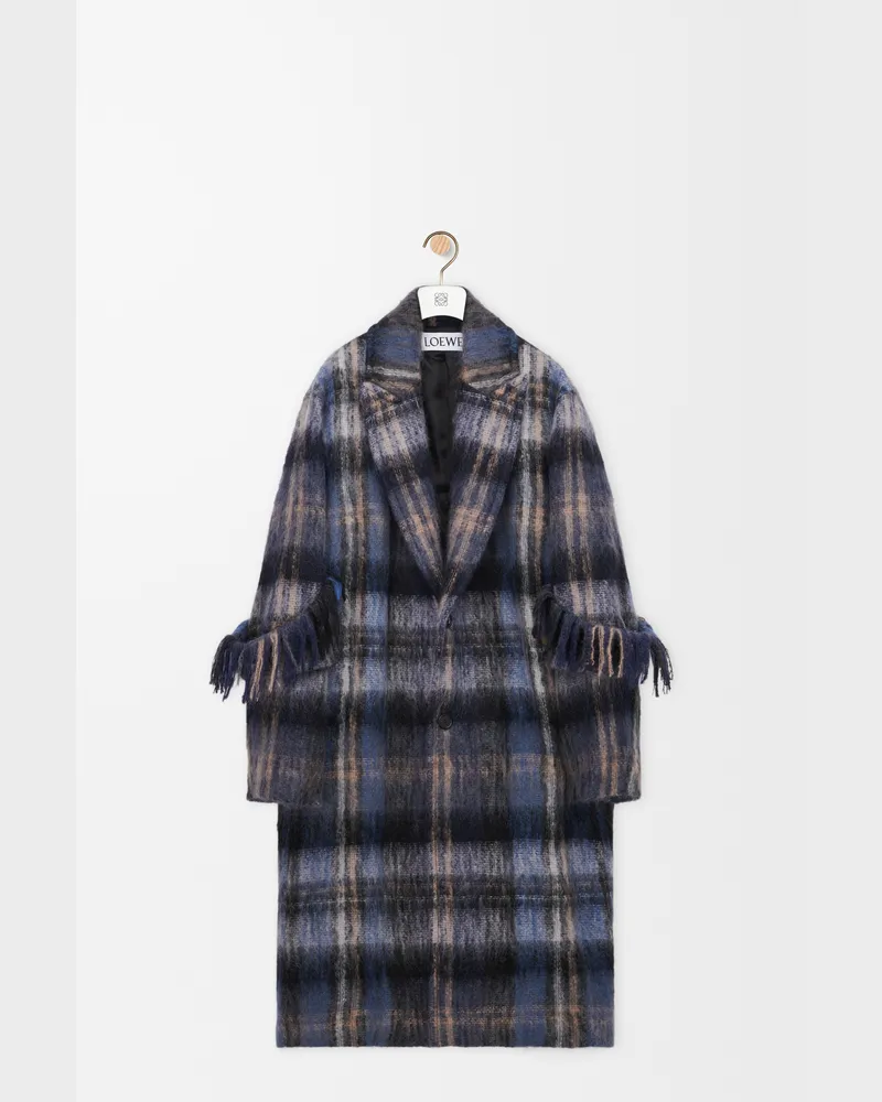 Loewe Coat In Mohair And Wool Blend Size Mujer Blue