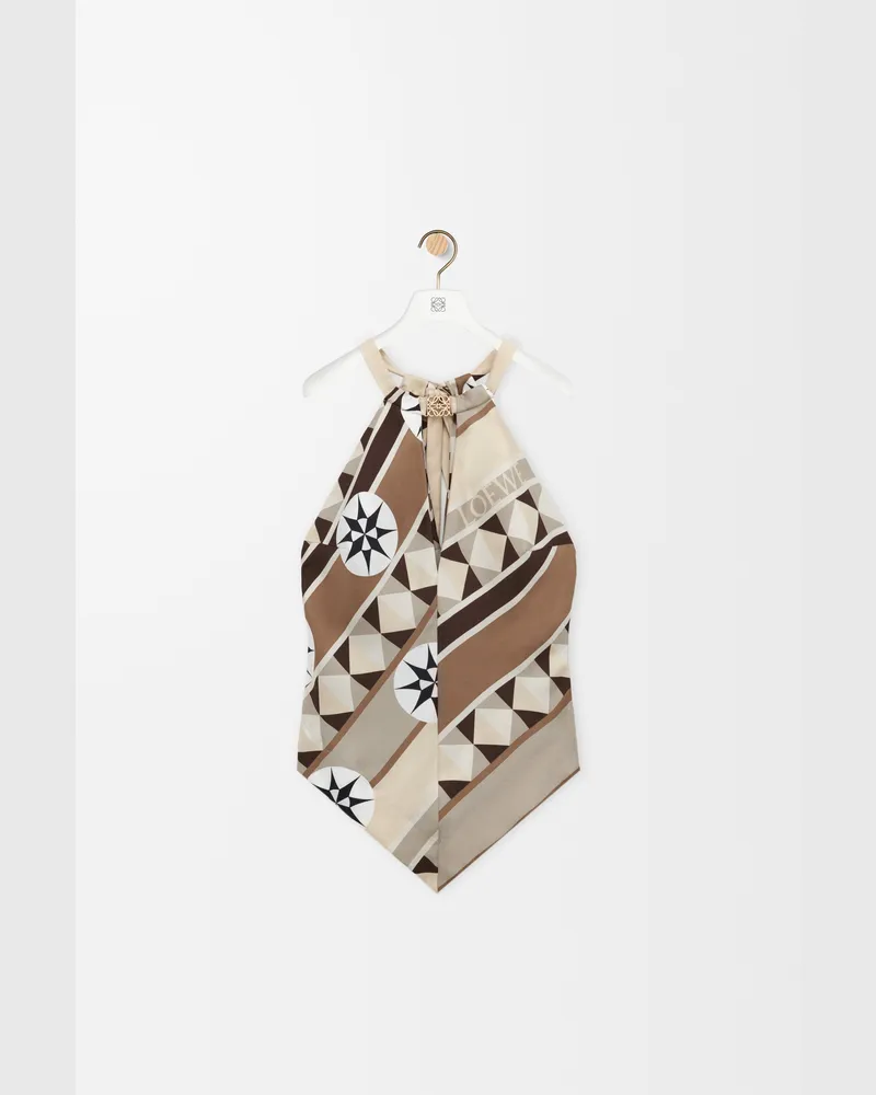 Loewe Halterneck Top In Silk Size Mujer Beige