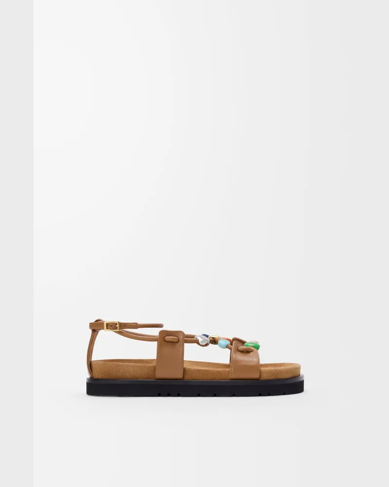 Loewe Pebble Beads Fussbett Sandal In Nappa Lambskin Size Mujer Camel