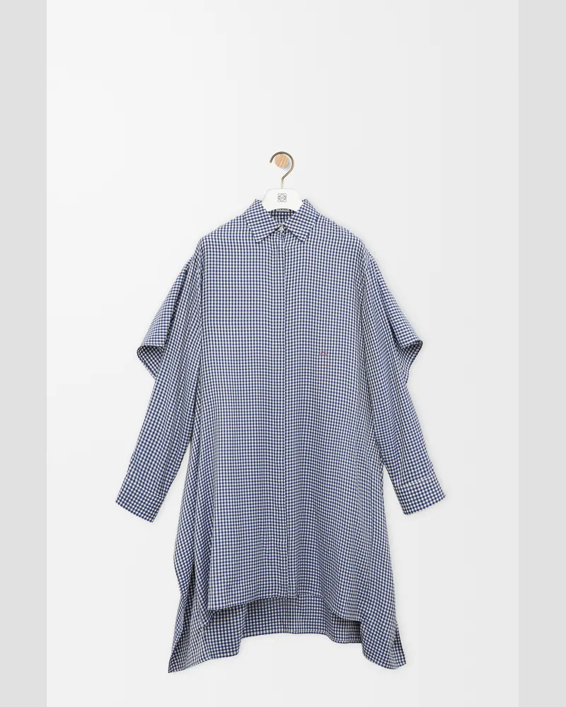 Loewe Cape Dress In Silk Size Mujer Blue