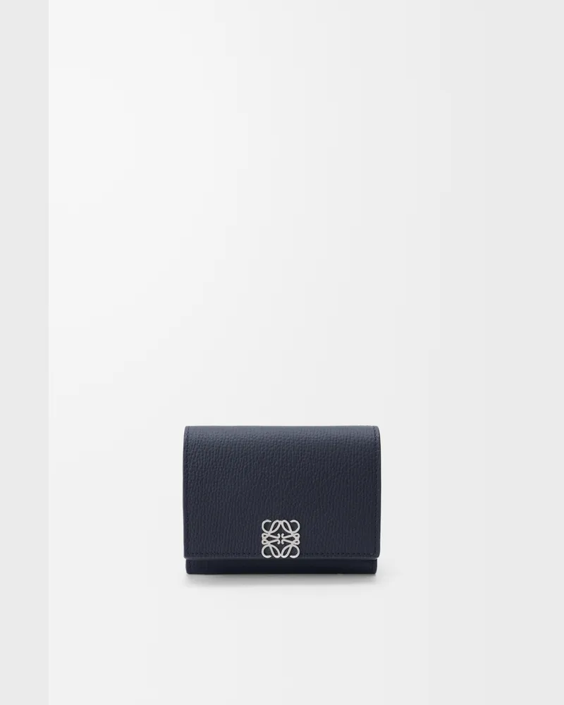 Loewe Anagram Trifold Wallet In Pebble Grained Leather skin Mujer Deep