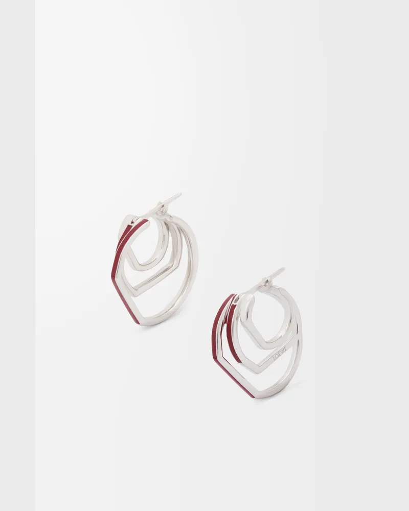 Loewe Stacked Hoop Earrings In Sterling Silver And Enamel Mujer Silver