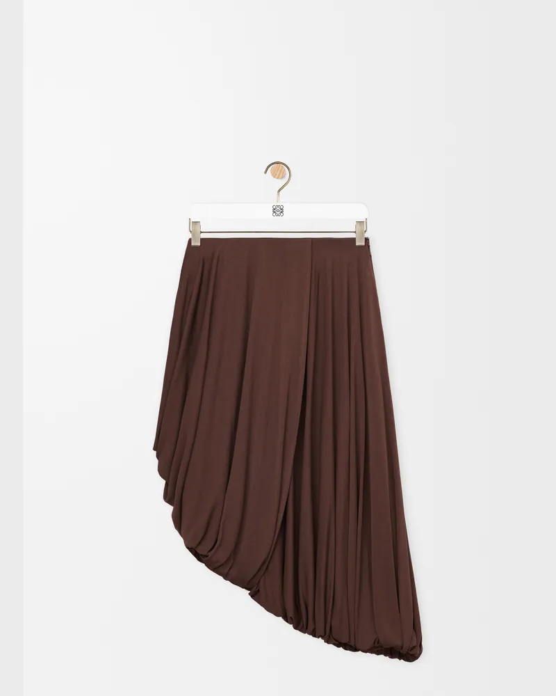 Loewe Draped Skirt In Viscose Size Mujer Coffee