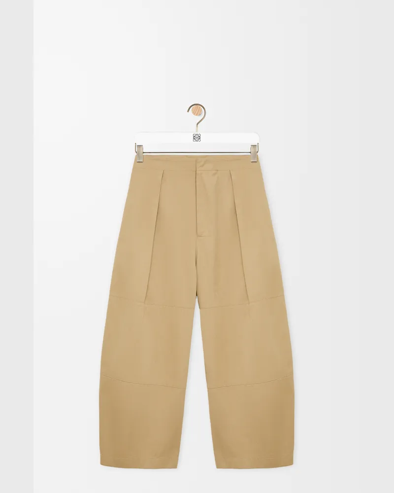 Loewe Cropped Trousers In Cotton Size Mujer Beige