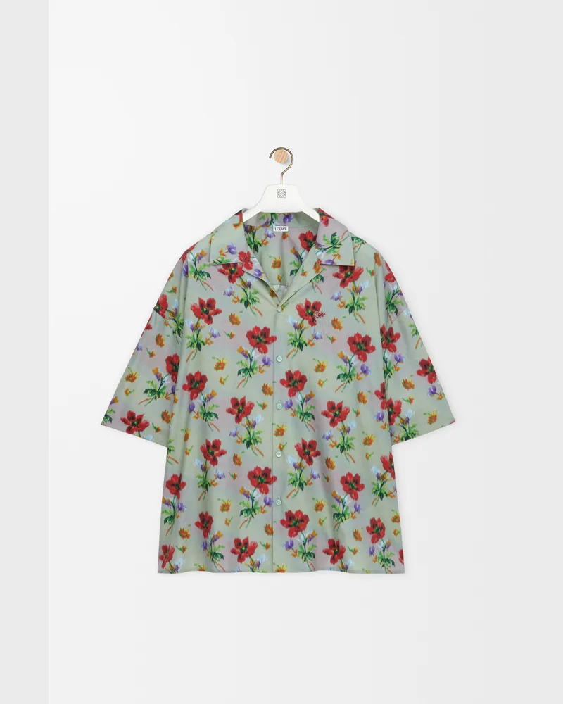 Loewe Short Sleeve Shirt In Cotton And Silk Size Hombre Green