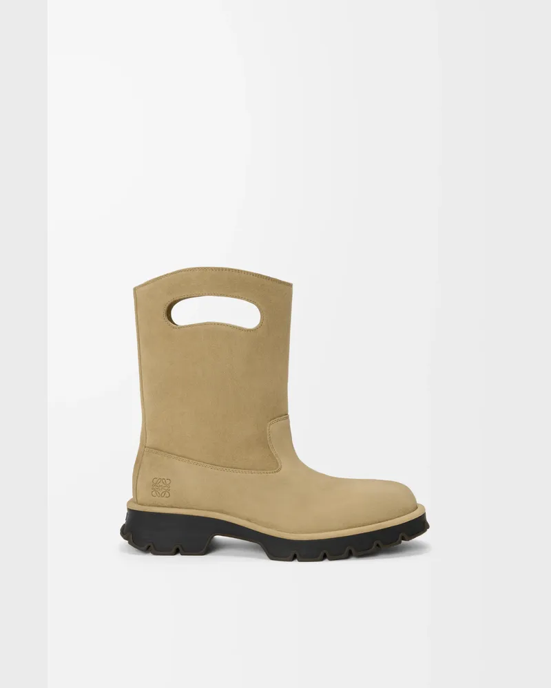 Loewe Bobby Boot In Waxed Split Leather skin Size Hombre Sahara