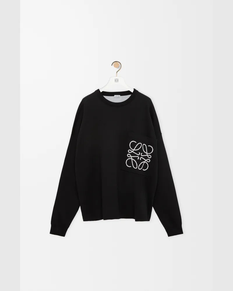 Loewe Anagram Pocket Sweater In Cotton Blend Size Hombre Black