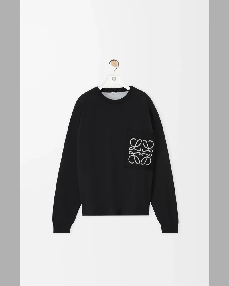 Loewe Anagram Pocket Sweater In Cotton Blend Size Hombre Black