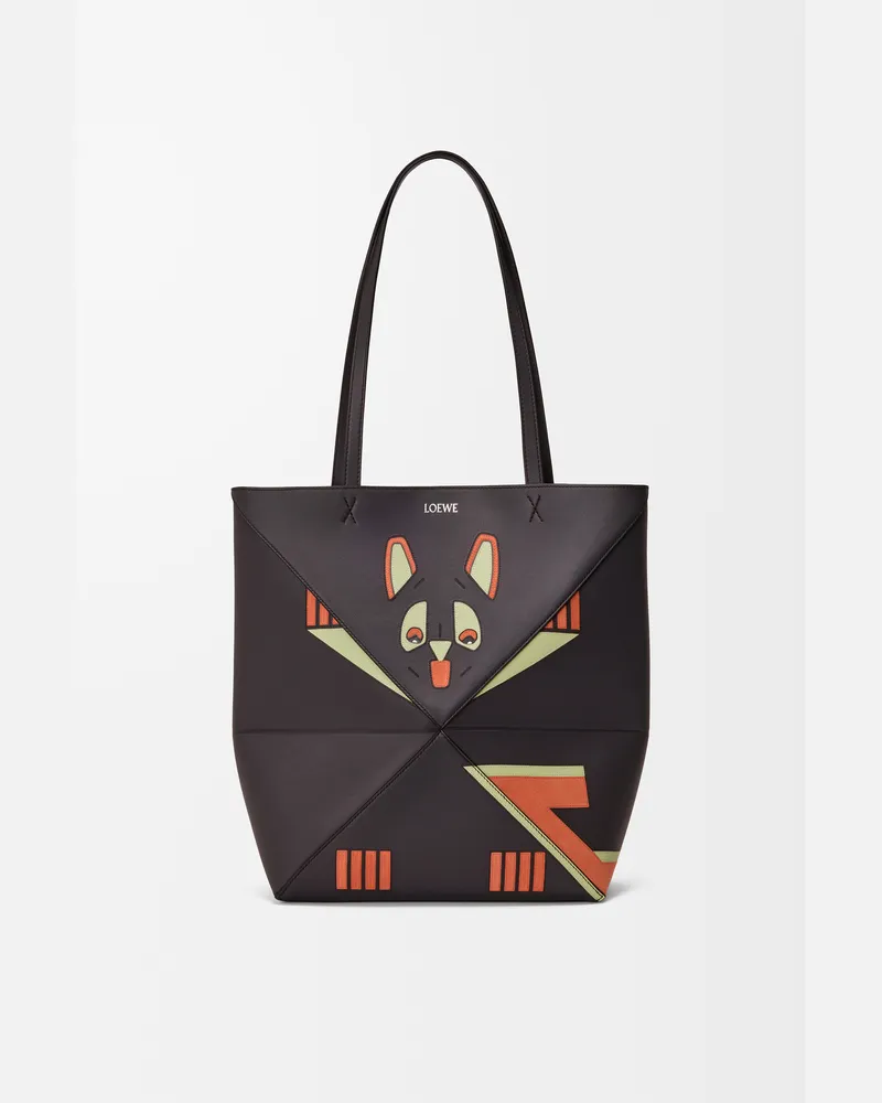 Loewe Futurist Cat Medium Puzzle Fold Tote In Nappa Leather skin Mujer Dark