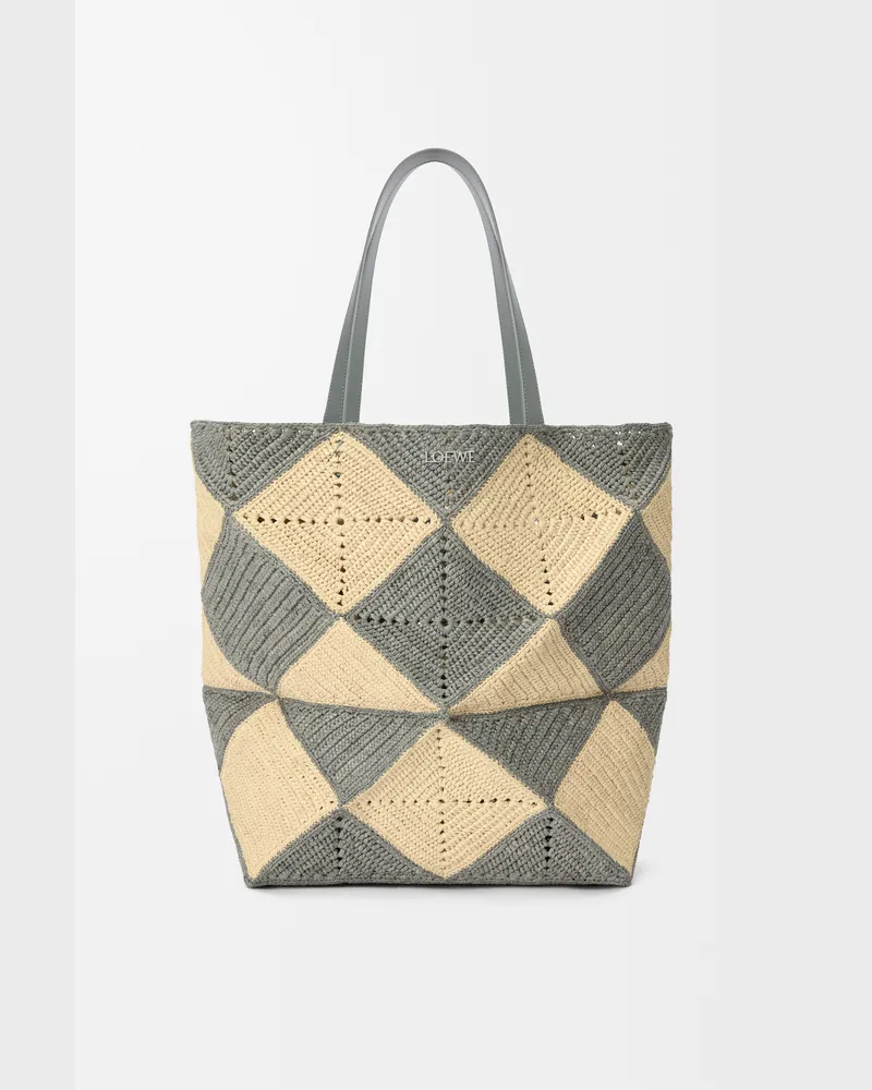 Loewe Xl Puzzle Fold Tote In Raffia Hombre Natural