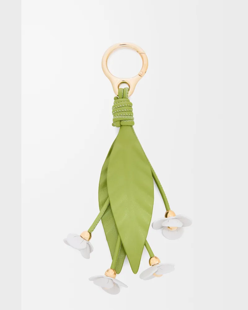 Loewe Strawberry Flower Charm In Leather skin Mujer Green