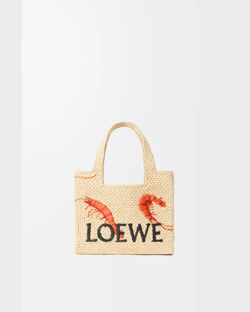 Loewe Mini Loewe Font Tote In Raffia Mujer Natural