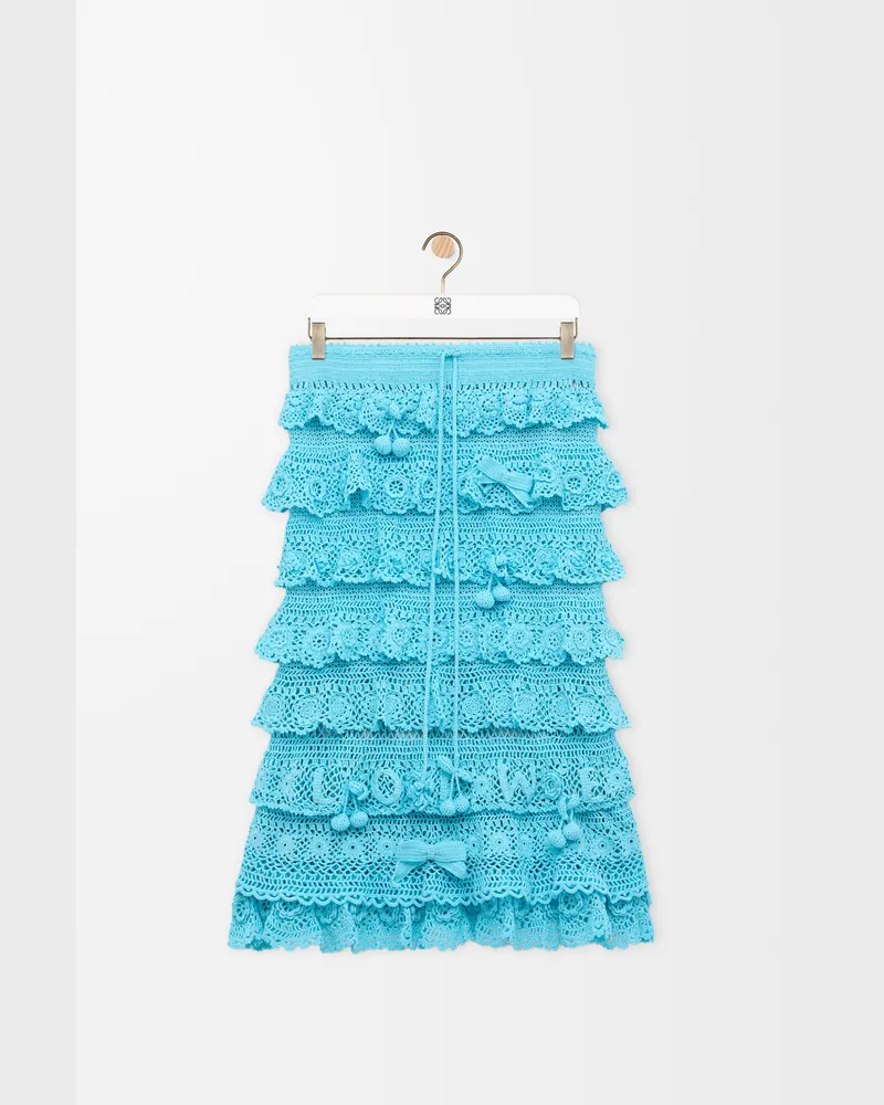 Loewe Skirt In Cotton Crochet Size Mujer Turquoise