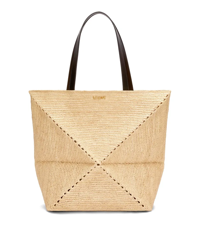 Loewe Luxury XL Puzzle Fold Tote in raffia Natural