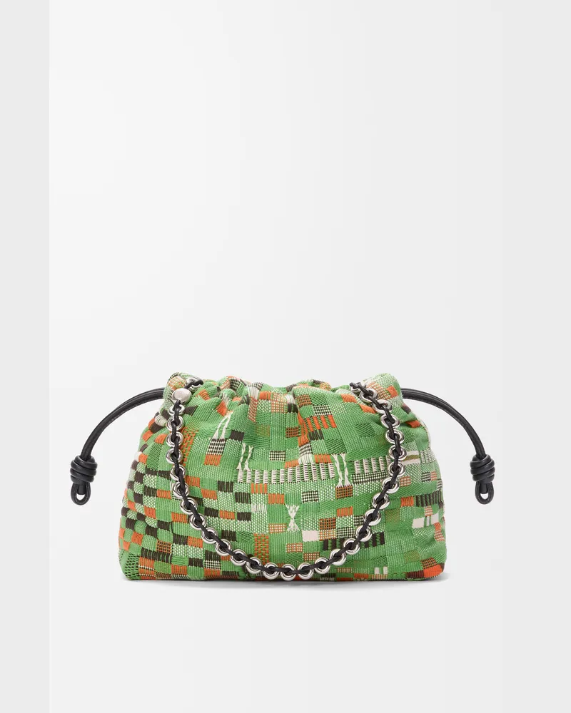 Loewe Medium Flamenco Purse In Embroidered Textile Mujer Green
