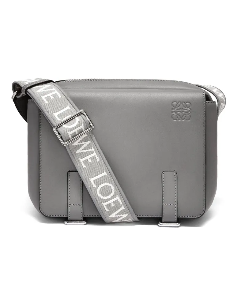 Loewe Luxury XS Military messenger bag in supple smooth calfskin and jacquard Asphalt