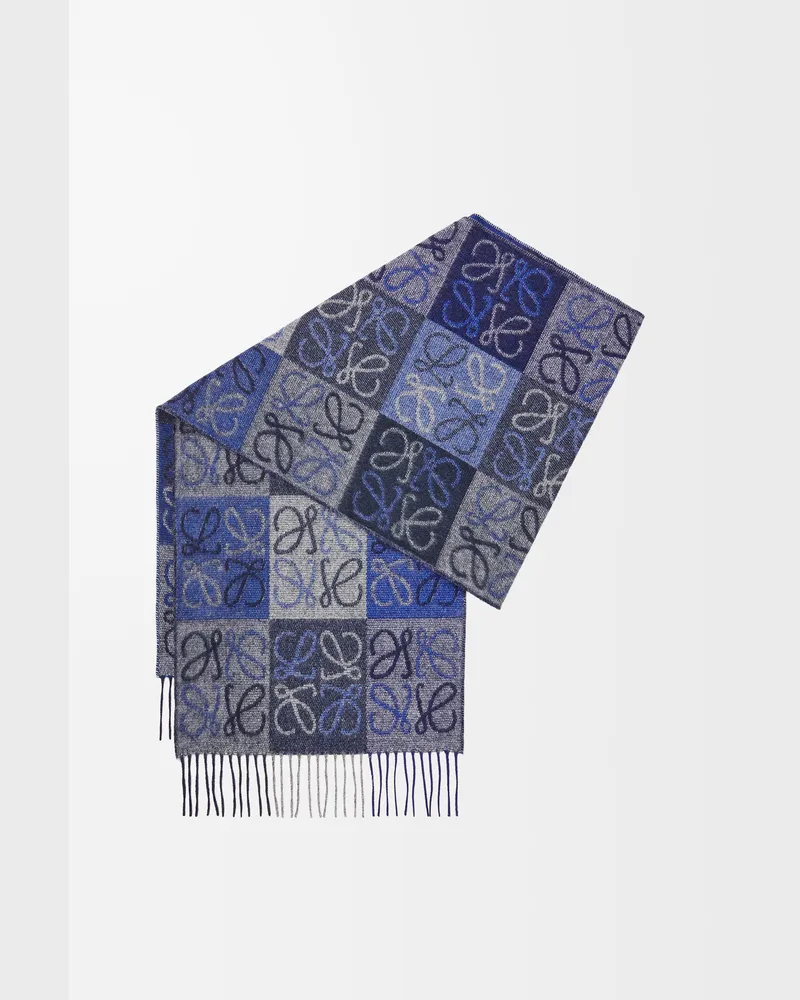 Loewe Scarf In Wool And Cashmere Mujer Blue