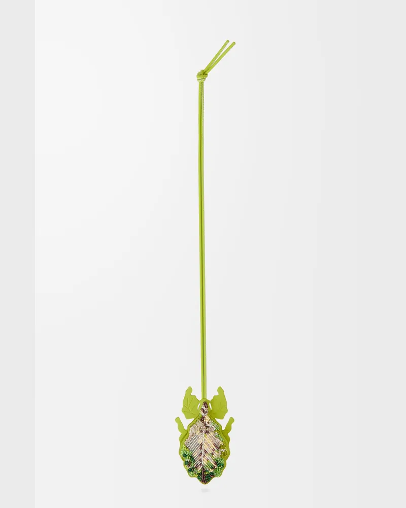 Loewe Leaf Insect Keyfob Charm In Beaded Leather Mujer Meadow