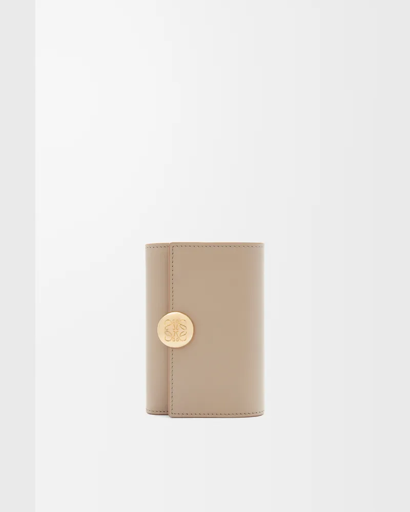 Loewe Pebble Small Vertical Wallet In Shiny Nappa Leather skin Mujer Sand