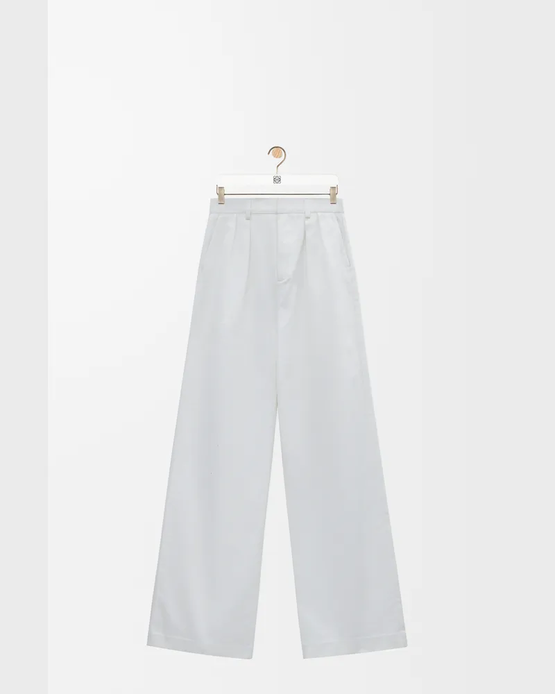 Loewe Pleated Trousers In Denim Size Hombre White