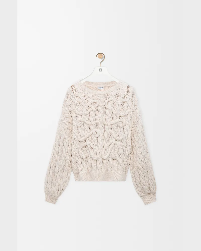 Loewe Anagram Sweater In Cotton And Wool Blend Size Mujer Ecru