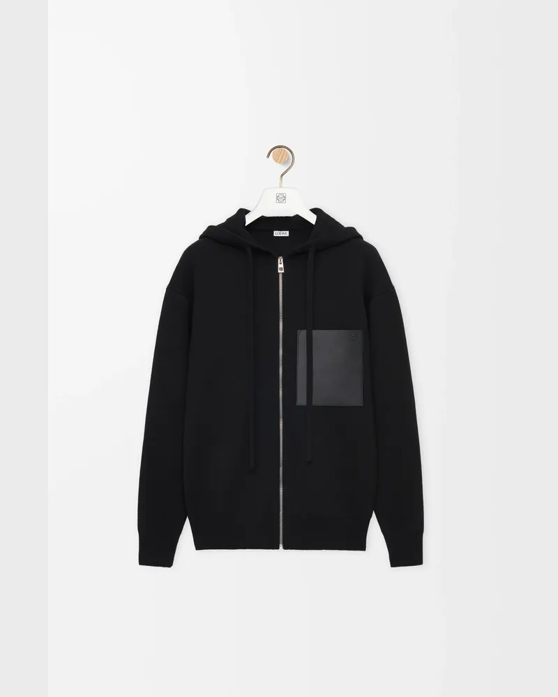 Loewe Zip-up Hoodie In Wool Size Hombre Black