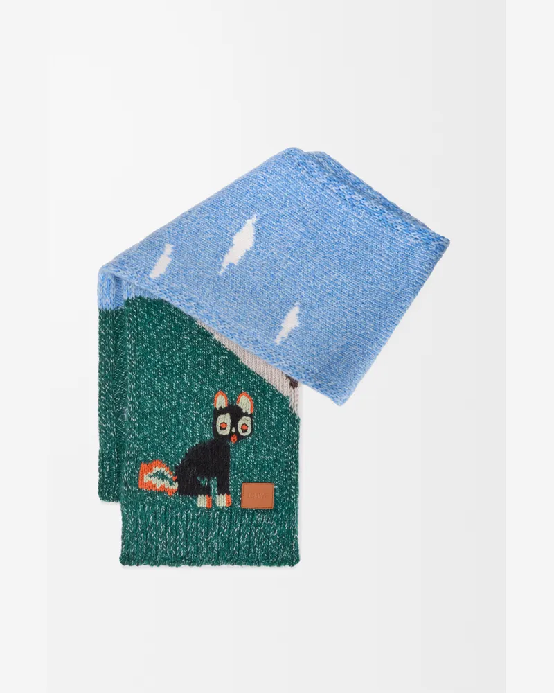 Loewe Scarf In Wool And Mohair Blend Mujer Blue