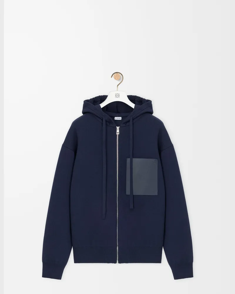 Loewe Zip-up Hoodie In Wool Size Hombre Navy