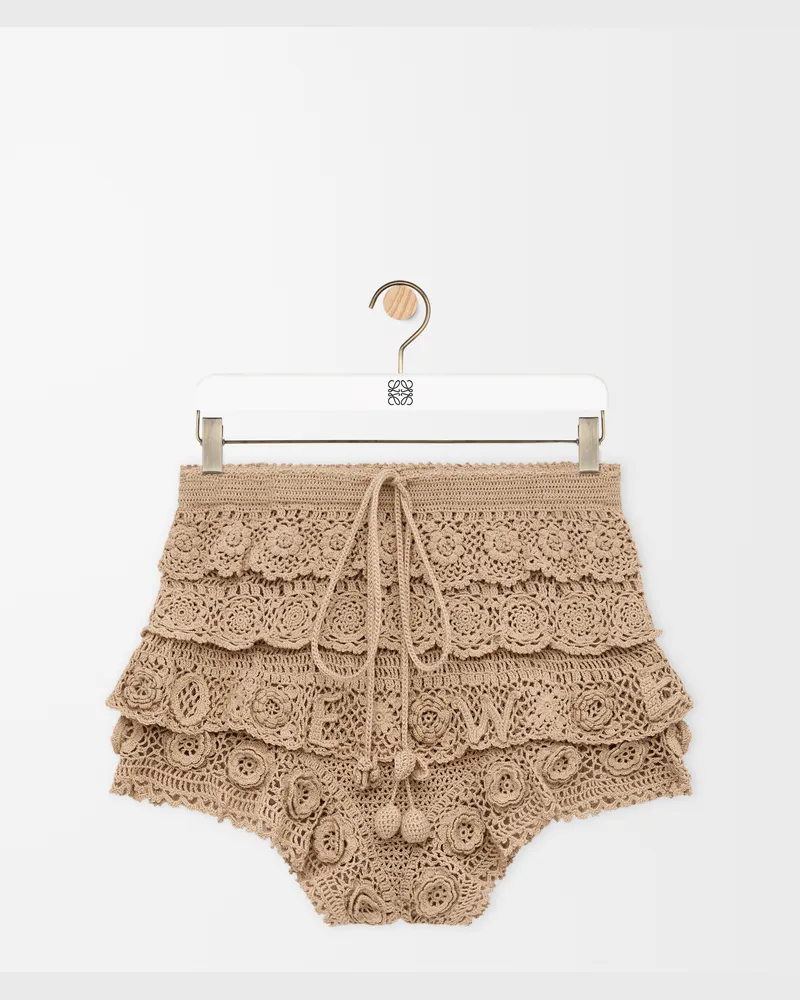 Loewe Shorts In Cotton Crochet Size Mujer Beige