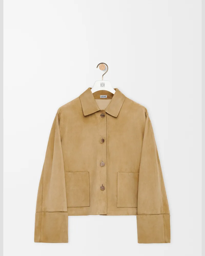 Loewe Turn-up Jacket In Suede Lambskin Size Mujer Gold