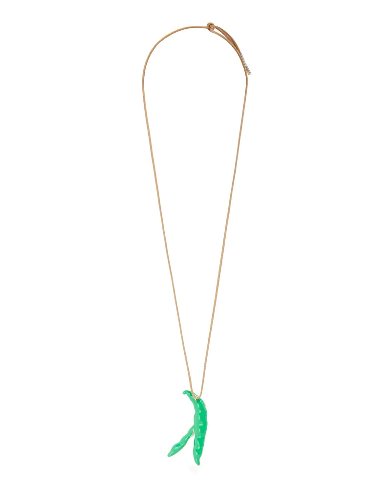 Loewe Luxury Fava Bean Pendant Necklace In Sterling Silver And Enamel