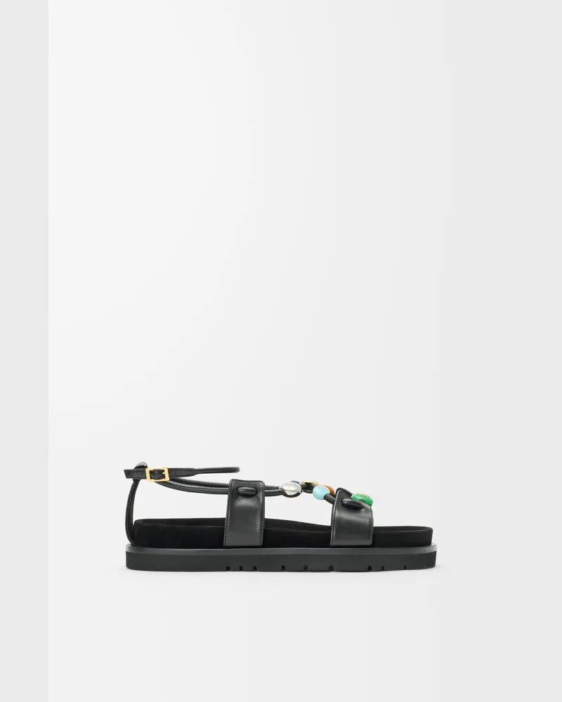 Loewe Pebble Beads Fussbett Sandal In Nappa Lambskin Size Mujer Black