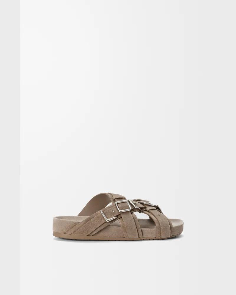 Loewe Type Fussbett Sandal In Suede Leather skin Size Hombre Hazelnut