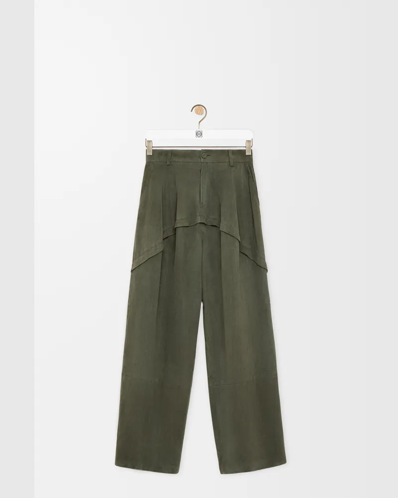 Loewe Trousers In Suede Size Mujer Khaki