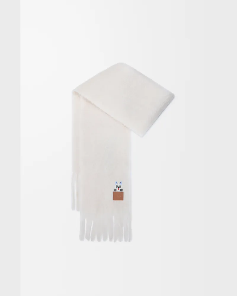Loewe Scarf In Mohair And Wool Blend Mujer White
