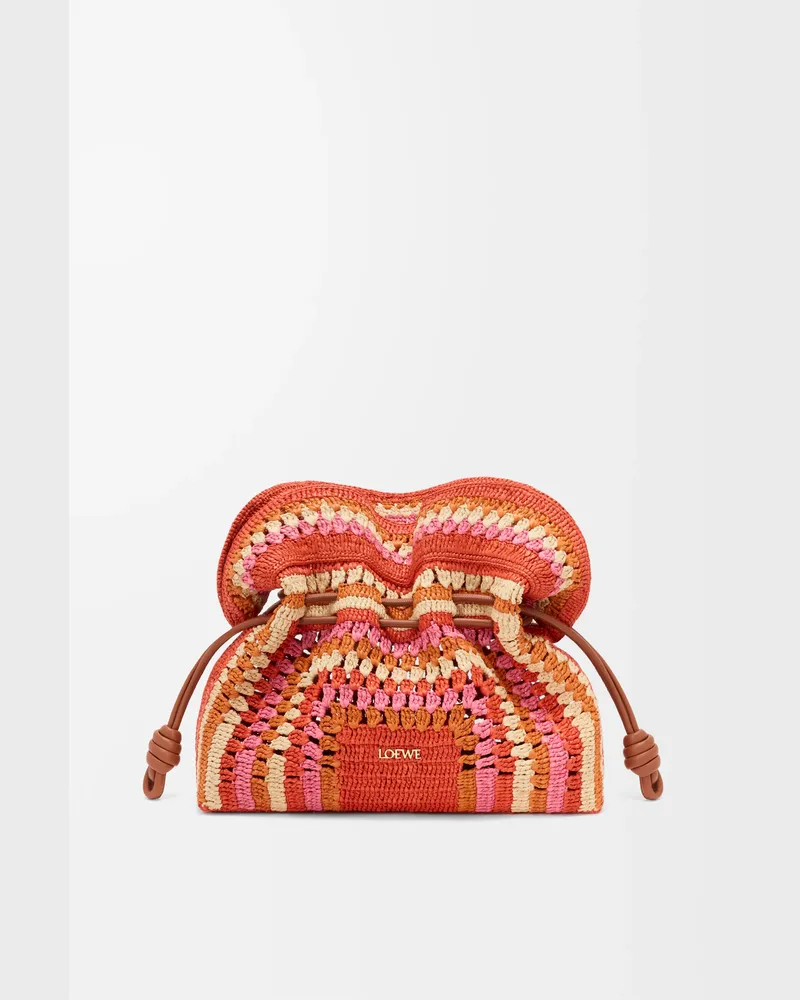 Loewe Medium Flamenco Clutch In Raffia And Leather skin Mujer Bright