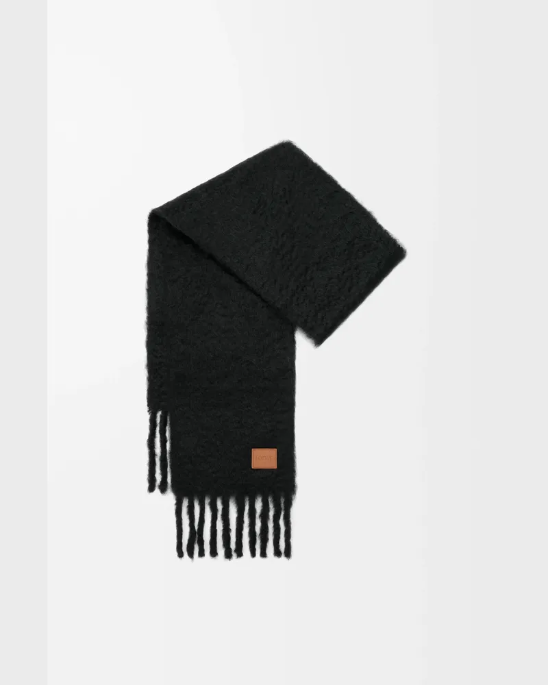 Loewe Scarf In Mohair And Wool Blend Mujer Black