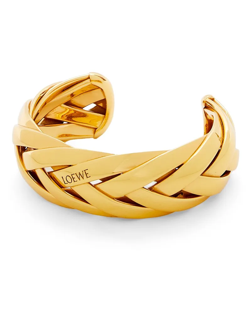 Loewe Luxury Large Braided Cuff In Sterling Silver Gold