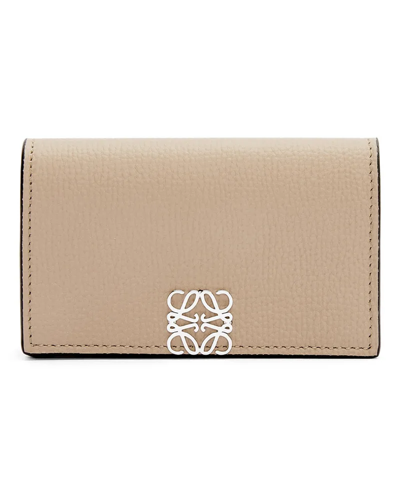 Loewe Luxury Anagram business cardholder in pebble grain calfskin Sand