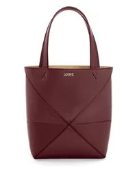 Loewe Luxury Mini Puzzle Fold tote in shiny calfskin Dark