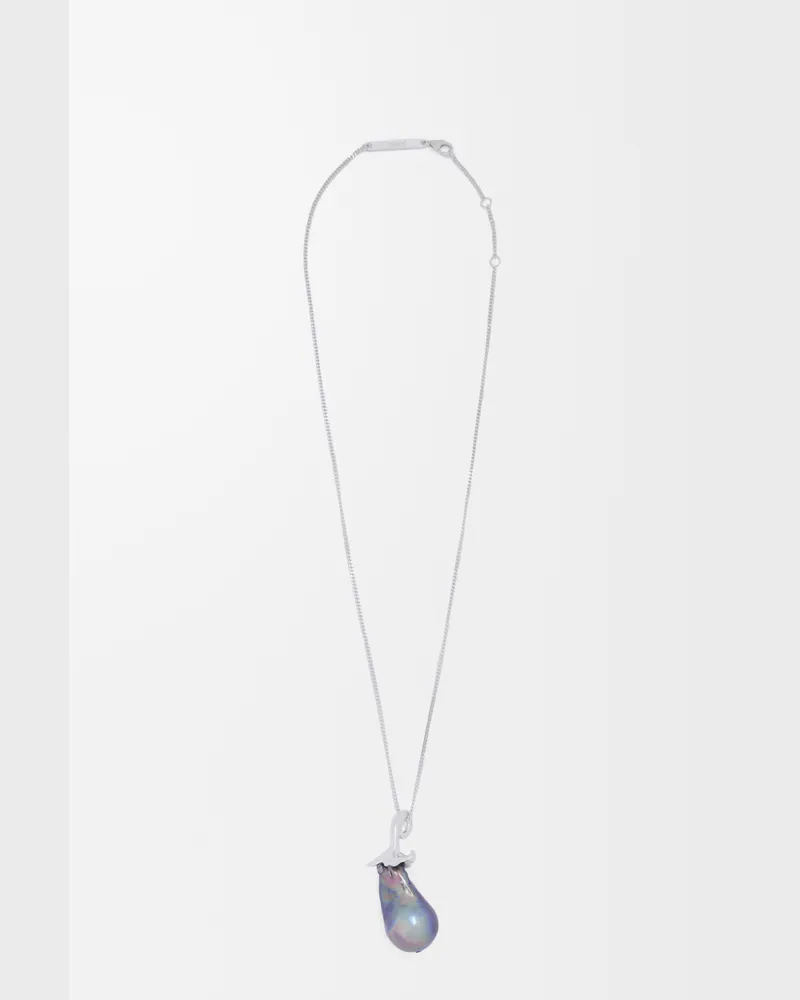 Loewe Aubergine Necklace In Sterling Silver And Pearl Mujer Silver