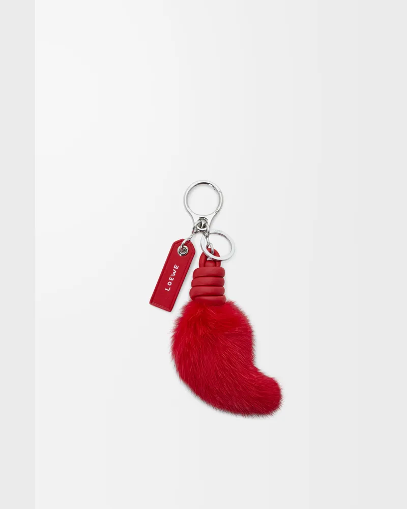 Loewe Lion Tail Charm In Mink And Leather skin Mujer Red