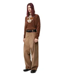 Loewe Luxury Trompe l'oeil sweater in camel and silk Brown