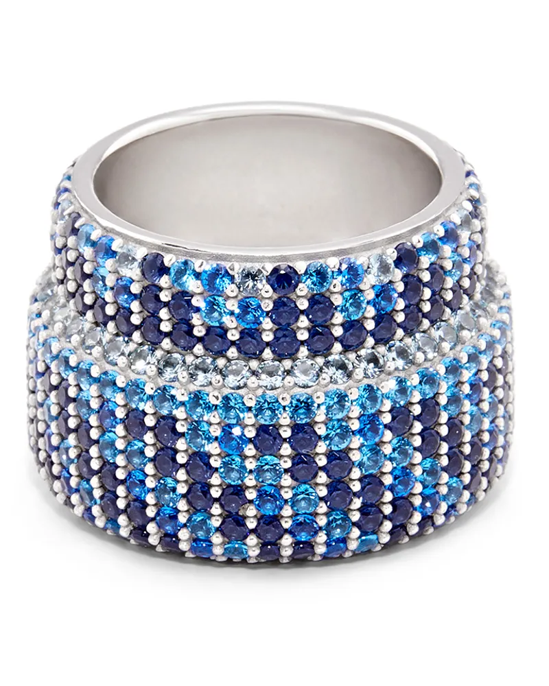 Loewe Luxury Large Pavé ring in sterling silver and crystals Silver