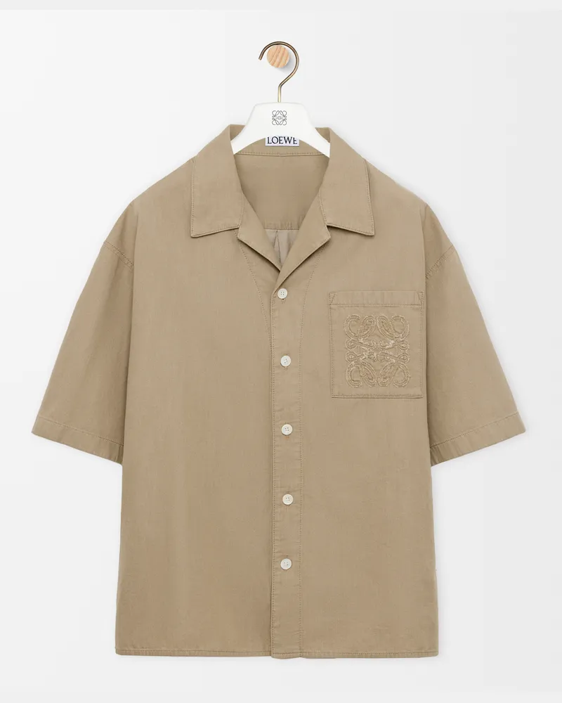 Loewe Short Sleeve Shirt In Cotton Size Hombre Beige