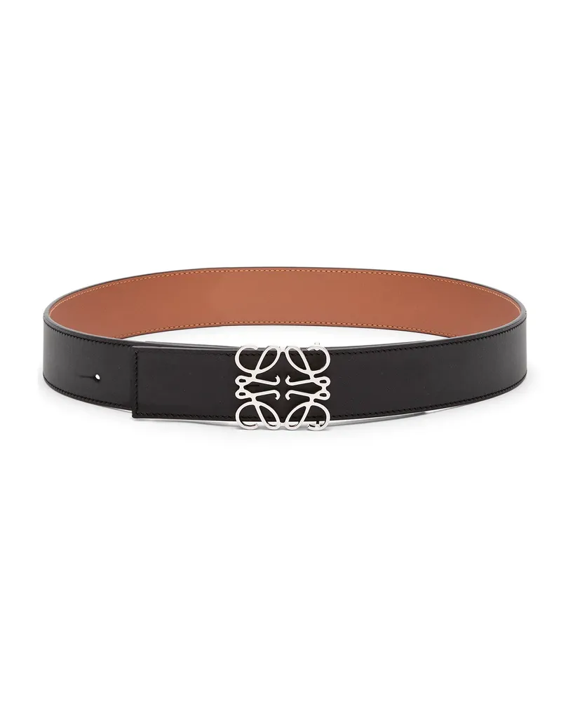 Loewe Luxury Reversible Anagram belt in smooth calfskin Black